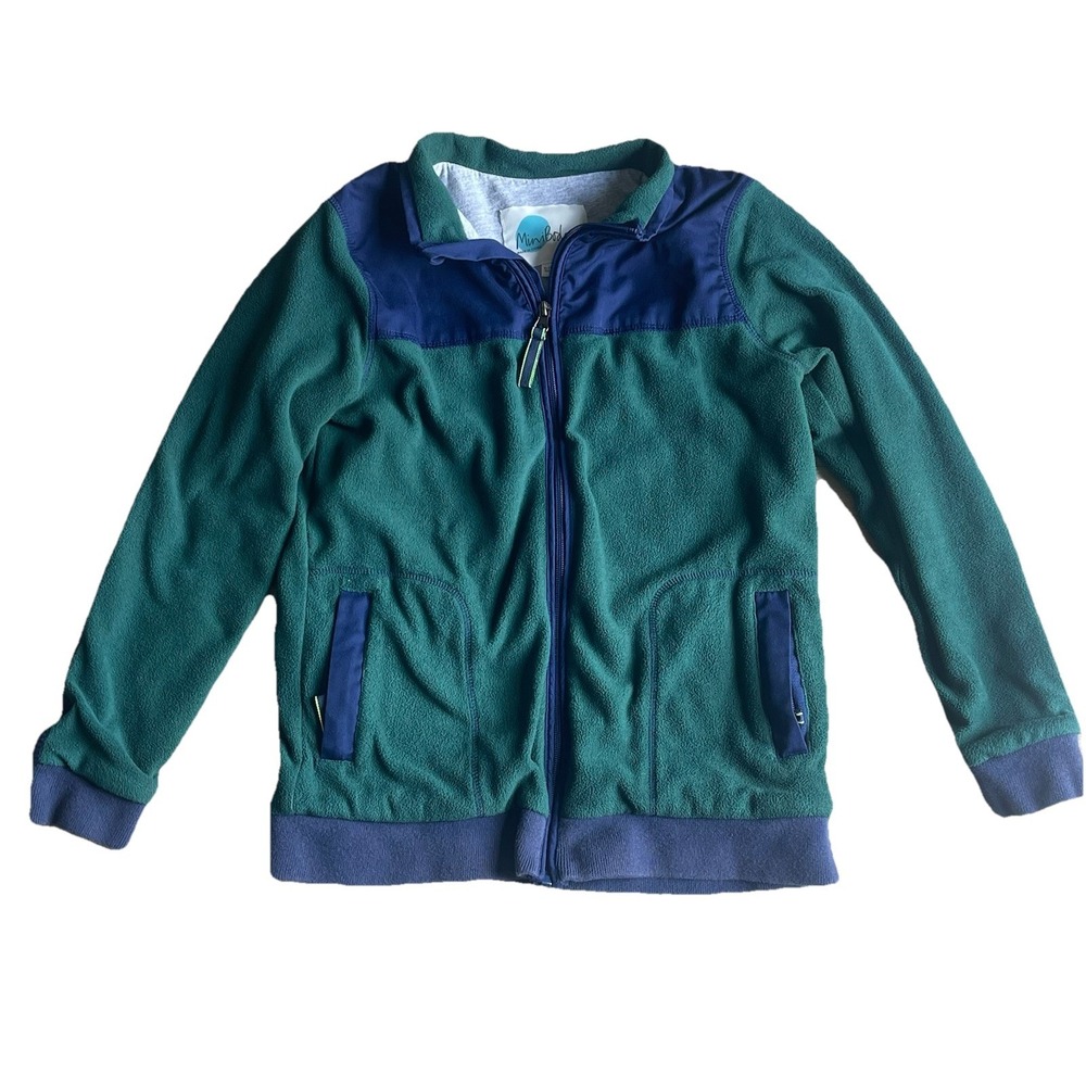 Mini Boden Boys Fleece Jacket 11-12Y Green Blue Full‎ Zip Lined Coat